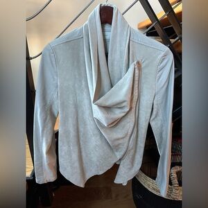 Blank NYC Faux Suede and Leather Asymmetrical Zip Jacket Grey Size XS